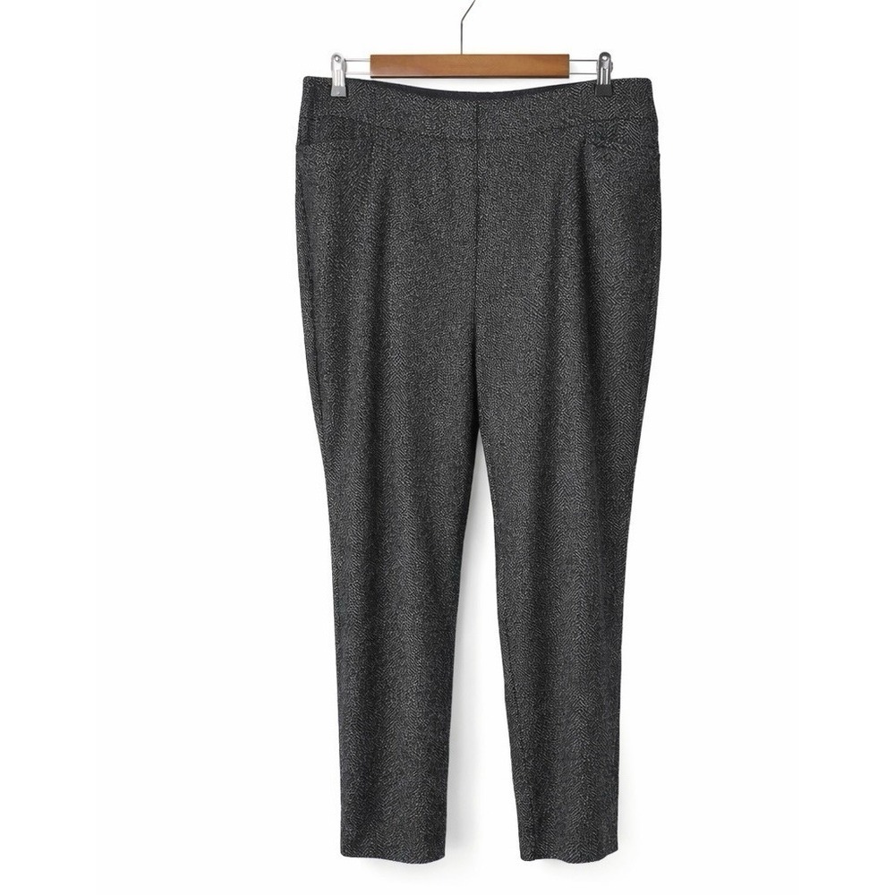 Chico's Pull On Waist Gray Black Silver Career Dress Pant Size 3.5 Tall US XL/18 - Picture 2 of 14